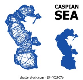 Web vector map of Caspian Sea. Wire frame 2D mesh in eps vector format, geographic model for economics posters. map of Caspian Sea are isolated on a white background.