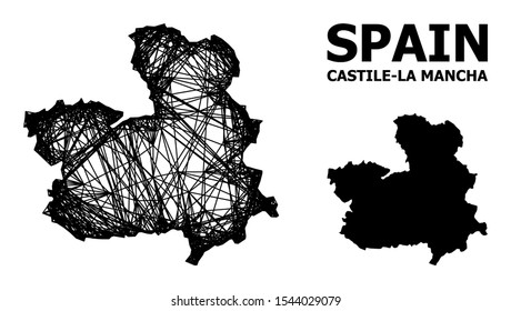 Web vector map of Castile-La Mancha Province. Wire carcass flat mesh in vector format, geographic template for political posters. map of Castile-La Mancha Province are isolated on a white background.