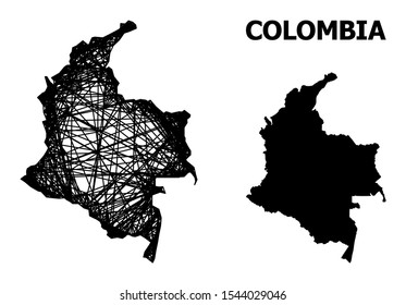 Web vector map of Colombia. Wire frame flat network in eps vector format, geographic model for patriotic posters. map of Colombia are isolated on a white background.