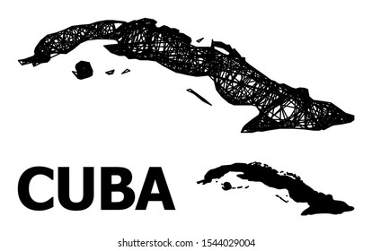 Web vector map of Cuba. Linear carcass 2D network in vector EPS format, geographic model for economics concepts. map of Cuba are isolated on a white background.