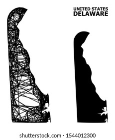 Web vector map of Delaware State. Linear frame 2D mesh in eps vector format, geographic model for educational purposes. map of Delaware State are isolated on a white background.