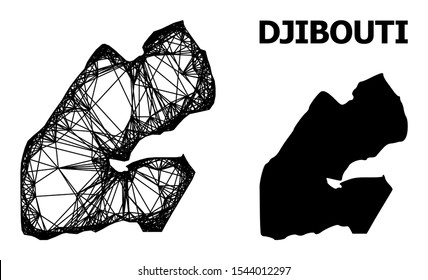Web vector map of Djibouti. Linear frame flat network in vector format, geographic template for economics compositions. map of Djibouti are isolated on a white background.