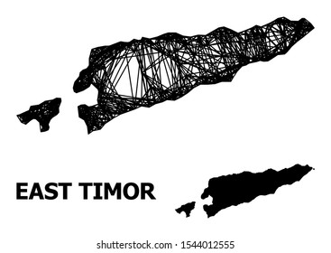 Web vector map of East Timor. Wire frame flat network in vector format, geographic template for educational illustrations. map of East Timor are isolated on a white background.
