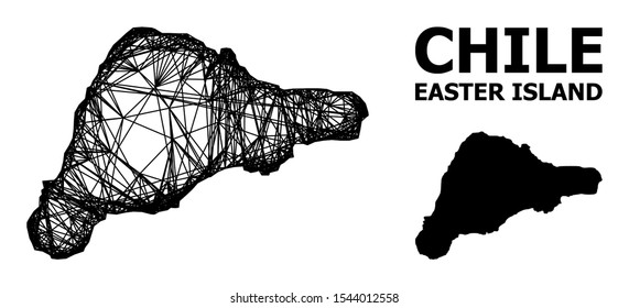 Web vector map of Easter Island. Wire carcass 2D mesh in eps vector format, geographic template for political posters. map of Easter Island are isolated on a white background.