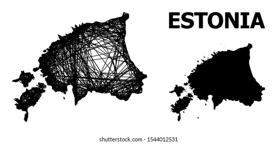 Web vector map of Estonia. Linear carcass 2D mesh in vector format, geographic template for patriotic illustrations. map of Estonia are isolated on a white background.