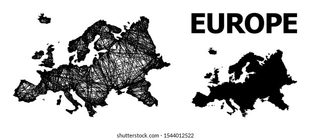 Web vector map of Europe. Wire frame flat network in vector format, geographic model for economical purposes. map of Europe are isolated on a white background.