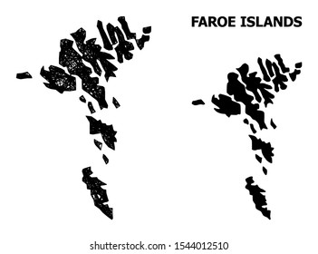 Web vector map of Faroe Islands. Wire carcass flat network in vector EPS format, geographic model for educational posters. map of Faroe Islands are isolated on a white background.