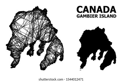 Web vector map of Gambier Island. Wire frame flat mesh in vector EPS format, geographic template for economics compositions. map of Gambier Island are isolated on a white background.