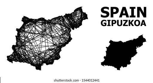 Web vector map of Gipuzkoa Province. Linear frame flat network in vector format, geographic model for economical designs. map of Gipuzkoa Province are isolated on a white background.