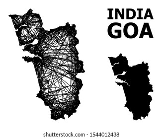 Web vector map of Goa State. Linear frame 2D mesh in vector EPS format, geographic model for educational illustrations. map of Goa State are isolated on a white background.