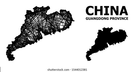 Web vector map of Guangdong Province. Linear carcass flat mesh in vector EPS format, geographic template for political designs. map of Guangdong Province are isolated on a white background.