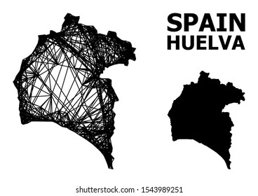 Web vector map of Huelva Province. Wire frame flat network in vector EPS format, geographic model for patriotic designs. map of Huelva Province are isolated on a white background.