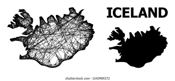 Web vector map of Iceland. Wire carcass flat network in vector EPS format, geographic template for educational purposes. map of Iceland are isolated on a white background.