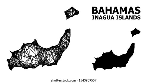 Web vector map of Inagua Islands. Linear carcass 2D mesh in eps vector format, geographic model for economical posters. map of Inagua Islands are isolated on a white background.