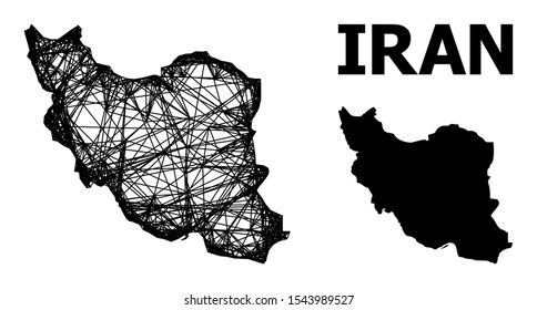 Web vector map of Iran. Wire frame flat network in vector EPS format, geographic model for economical posters. map of Iran are isolated on a white background.