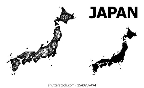 Web vector map of Japan. Linear carcass flat mesh in eps vector format, geographic template for political purposes. map of Japan are isolated on a white background.