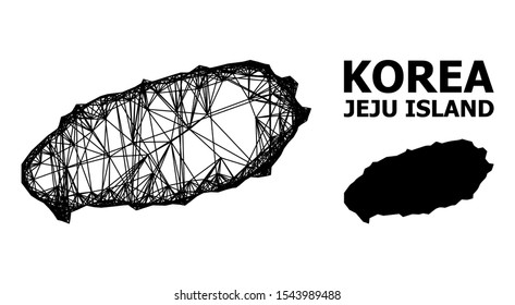 Web vector map of Jeju Island. Linear carcass flat mesh in vector EPS format, geographic template for educational purposes. map of Jeju Island are isolated on a white background.