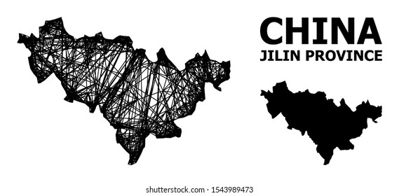Web vector map of Jilin Province. Wire frame flat mesh in vector EPS format, geographic template for political compositions. map of Jilin Province are isolated on a white background.