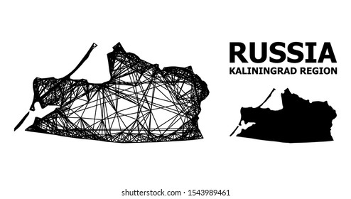 Web vector map of Kaliningrad Region. Linear carcass flat network in eps vector format, geographic template for economical concepts. map of Kaliningrad Region are isolated on a white background.