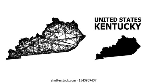 Web vector map of Kentucky State. Linear carcass flat mesh in eps vector format, geographic model for economics compositions. map of Kentucky State are isolated on a white background.