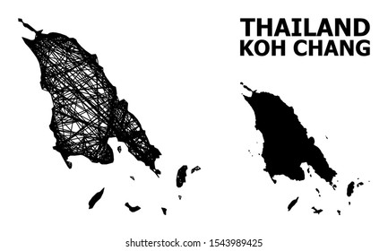 Web vector map of Koh Chang. Linear carcass flat network in eps vector format, geographic model for economics posters. map of Koh Chang are isolated on a white background.