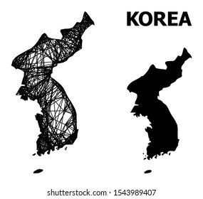 Web vector map of Korea. Linear carcass flat network in eps vector format, geographic model for political designs. map of Korea are isolated on a white background.