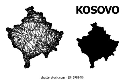 Web vector map of Kosovo. Wire carcass 2D mesh in vector EPS format, geographic model for economics designs. map of Kosovo are isolated on a white background.