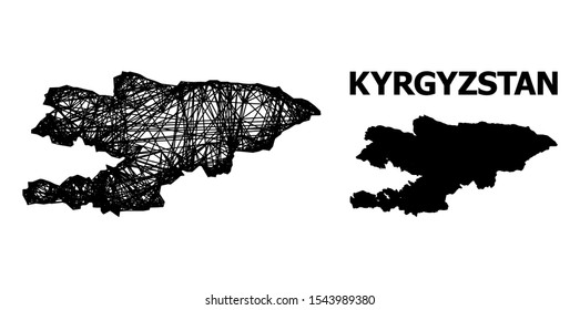 Web vector map of Kyrgyzstan. Wire carcass flat network in vector format, geographic model for political designs. map of Kyrgyzstan are isolated on a white background.