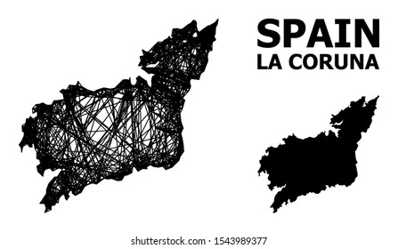Web vector map of La Coruna Province. Wire frame 2D mesh in vector format, geographic model for political posters. map of La Coruna Province are isolated on a white background.