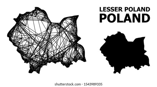 Web vector map of Lesser Poland Province. Wire frame flat network in eps vector format, geographic template for patriotic concepts. map of Lesser Poland Province are isolated on a white background.