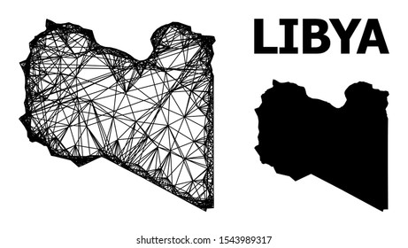 Web vector map of Libya. Wire carcass flat mesh in vector EPS format, geographic template for economical purposes. map of Libya are isolated on a white background.