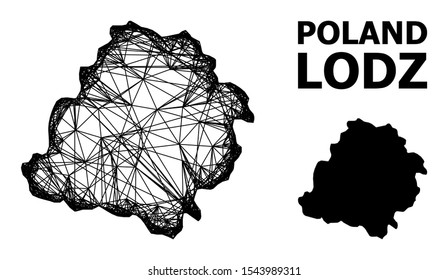 Web vector map of Lodz Province. Wire carcass 2D mesh in vector EPS format, geographic template for economics posters. map of Lodz Province are isolated on a white background.