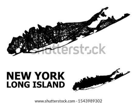 Web vector map of Long Island. Linear frame 2D mesh in vector EPS format, geographic template for economics purposes. map of Long Island are isolated on a white background.