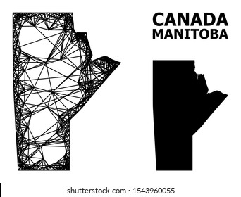 Web vector map of Manitoba Province. Wire carcass 2D mesh in eps vector format, geographic template for economics concepts. map of Manitoba Province are isolated on a white background.