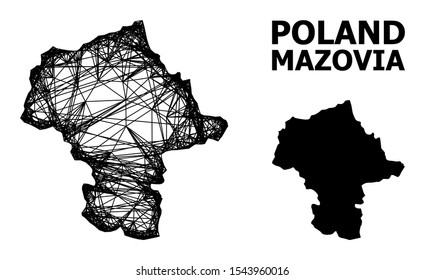 Web vector map of Mazovia Province. Linear frame 2D mesh in vector format, geographic template for political concepts. map of Mazovia Province are isolated on a white background.