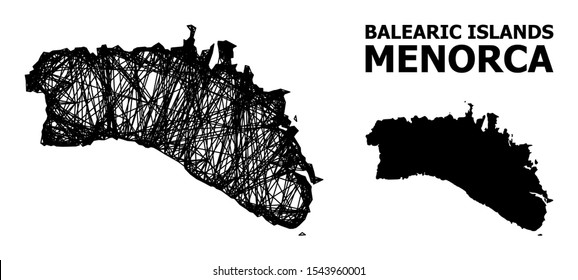 Web vector map of Menorca Island. Wire frame 2D network in vector EPS format, geographic model for patriotic purposes. map of Menorca Island are isolated on a white background.