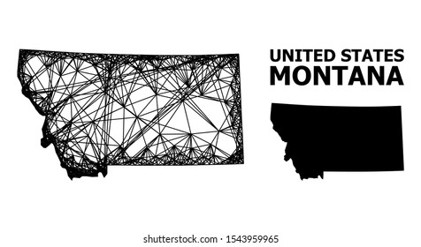 Web vector map of Montana State. Linear carcass 2D network in eps vector format, geographic model for patriotic compositions. map of Montana State are isolated on a white background.