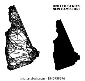 Web vector map of New Hampshire State. Linear carcass 2D network in eps vector format, geographic model for economical designs. map of New Hampshire State are isolated on a white background.