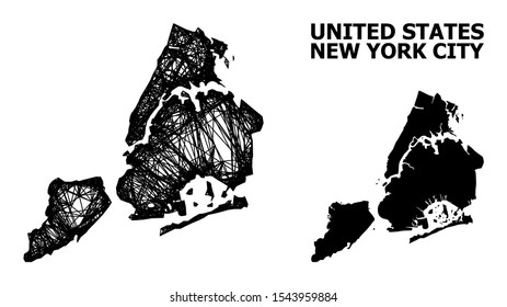 Web vector map of New York City. Wire carcass 2D network in eps vector format, geographic model for economical compositions. map of New York City are isolated on a white background.