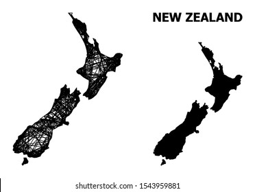 Web vector map of New Zealand. Linear frame flat network in vector format, geographic model for economics purposes. map of New Zealand are isolated on a white background.