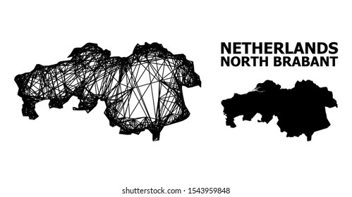 Web vector map of North Brabant Province. Wire carcass 2D network in vector EPS format, geographic template for political illustrations.