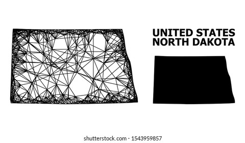 Web vector map of North Dakota State. Wire carcass 2D mesh in vector format, geographic model for patriotic compositions. map of North Dakota State are isolated on a white background.