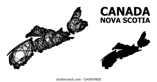 Web vector map of Nova Scotia Province. Linear carcass flat mesh in vector EPS format, geographic template for economical designs. map of Nova Scotia Province are isolated on a white background.