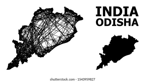 Web vector map of Odisha State. Wire frame 2D network in vector EPS format, geographic template for educational designs. map of Odisha State are isolated on a white background.