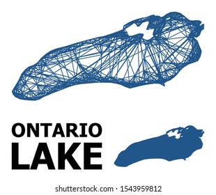 Web vector map of Ontario Lake. Wire frame 2D network in eps vector format, geographic template for political designs. map of Ontario Lake are isolated on a white background.