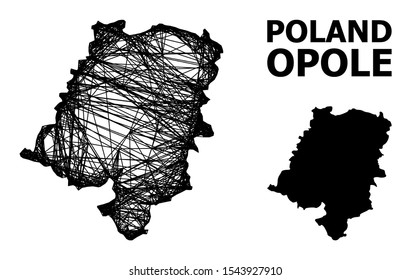 Web vector map of Opole Province. Linear carcass flat network in vector format, geographic template for economical purposes. map of Opole Province are isolated on a white background.