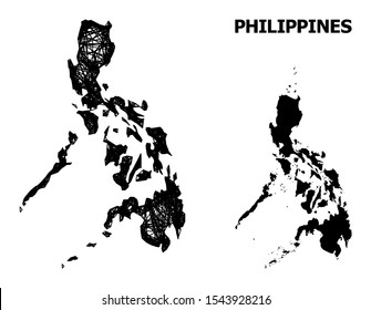 Web vector map of Philippines. Wire frame 2D mesh in vector EPS format, geographic template for political posters. map of Philippines are isolated on a white background.