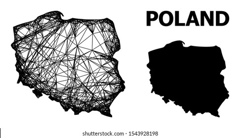 Web vector map of Poland. Linear carcass flat network in vector format, geographic template for patriotic posters. map of Poland are isolated on a white background.