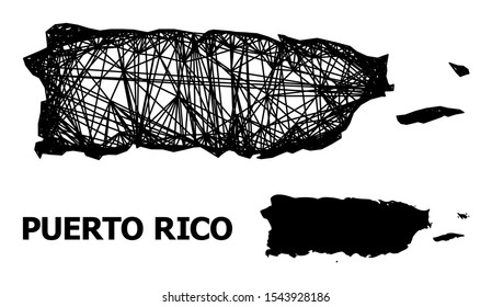 Web vector map of Puerto Rico. Wire frame 2D network in vector format, geographic model for political designs. map of Puerto Rico are isolated on a white background.