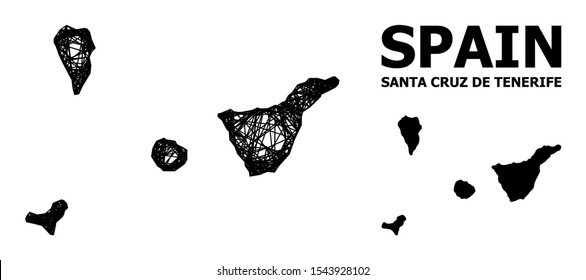 Web vector map of Santa Cruz de Tenerife Province. Wire frame 2D network in eps vector format, geographic model for economics posters.
